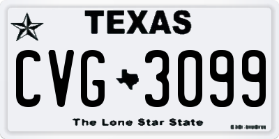 TX license plate CVG3099