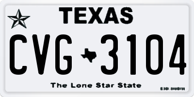 TX license plate CVG3104
