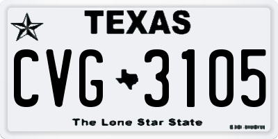 TX license plate CVG3105