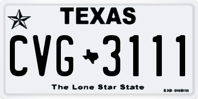 TX license plate CVG3111