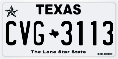 TX license plate CVG3113