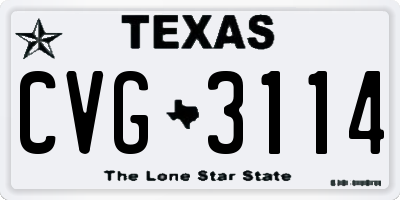 TX license plate CVG3114