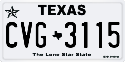 TX license plate CVG3115