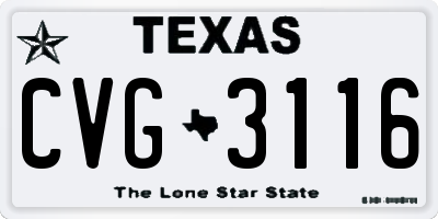 TX license plate CVG3116