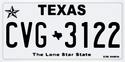 TX license plate CVG3122