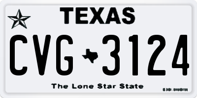 TX license plate CVG3124