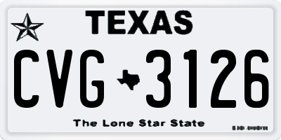 TX license plate CVG3126