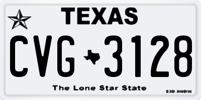TX license plate CVG3128