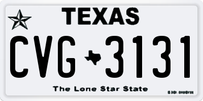 TX license plate CVG3131