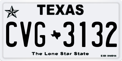 TX license plate CVG3132