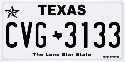 TX license plate CVG3133
