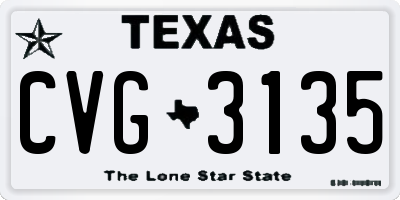 TX license plate CVG3135