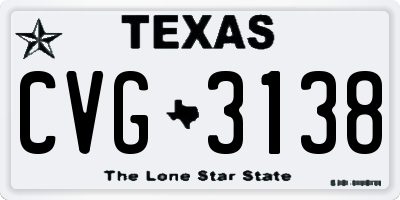 TX license plate CVG3138