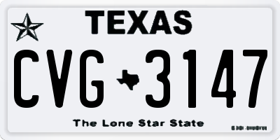 TX license plate CVG3147