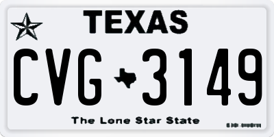 TX license plate CVG3149