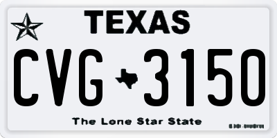 TX license plate CVG3150