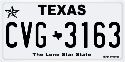 TX license plate CVG3163