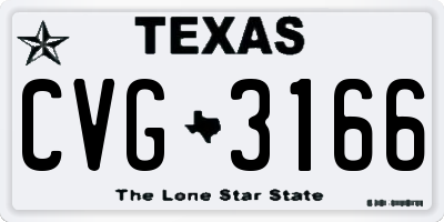 TX license plate CVG3166