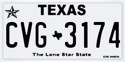 TX license plate CVG3174