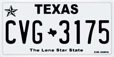 TX license plate CVG3175