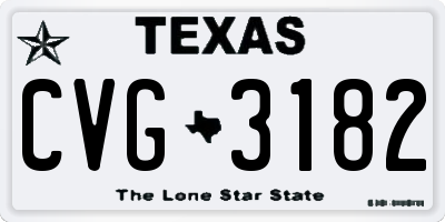 TX license plate CVG3182