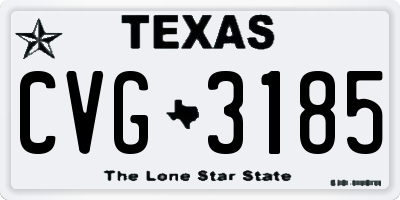 TX license plate CVG3185