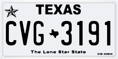 TX license plate CVG3191