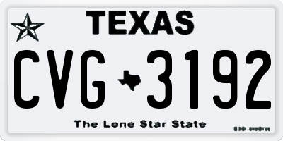 TX license plate CVG3192