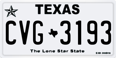 TX license plate CVG3193