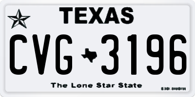 TX license plate CVG3196