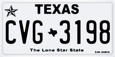 TX license plate CVG3198