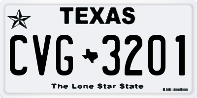 TX license plate CVG3201