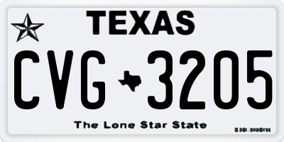 TX license plate CVG3205