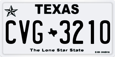 TX license plate CVG3210