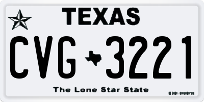TX license plate CVG3221