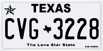 TX license plate CVG3228
