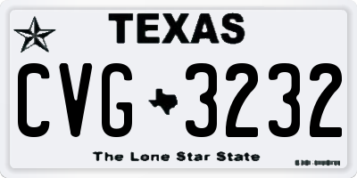 TX license plate CVG3232