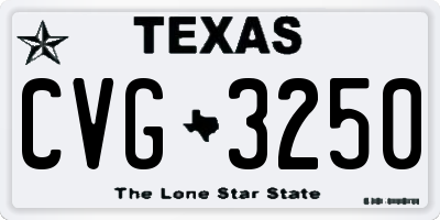TX license plate CVG3250