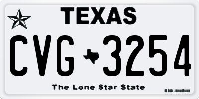 TX license plate CVG3254