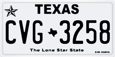 TX license plate CVG3258