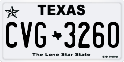 TX license plate CVG3260