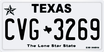 TX license plate CVG3269