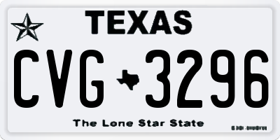 TX license plate CVG3296