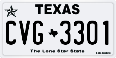 TX license plate CVG3301