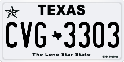 TX license plate CVG3303