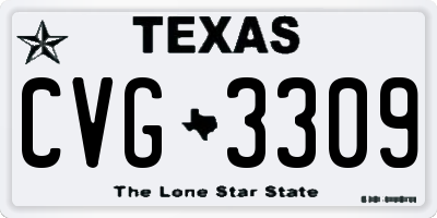 TX license plate CVG3309