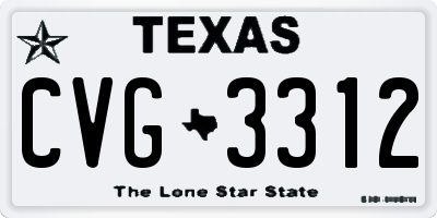 TX license plate CVG3312