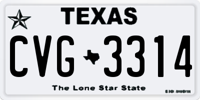TX license plate CVG3314