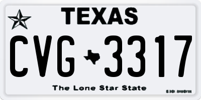 TX license plate CVG3317