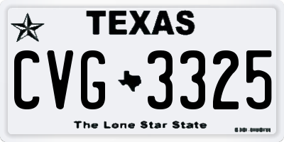 TX license plate CVG3325